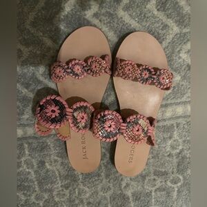 Jack Rogers Pink and Snake Woven Sandals